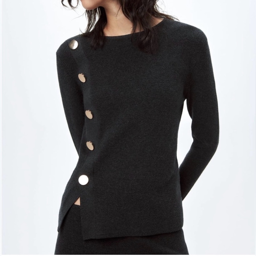 NWT ZARA Side Button Knit Sweater Size M